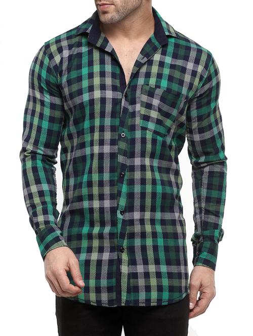 green cotton casual shirt - 14555327 - Very Small Image - 1