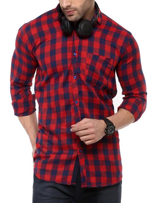 red cotton casual shirt - 14555332 - Very Small Image - 1