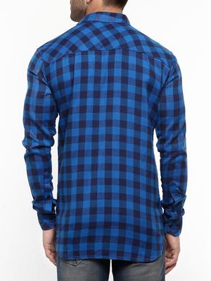 blue cotton casual shirt - 14555334 - Standard Image - 3