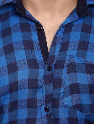 blue cotton casual shirt - 14555334 - Standard Image - 4