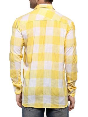 yellow checkered casual shirt - 14555339 - Standard Image - 3