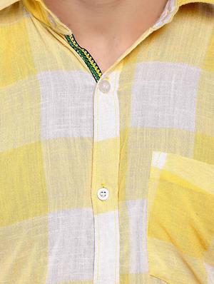 yellow checkered casual shirt - 14555339 - Standard Image - 4