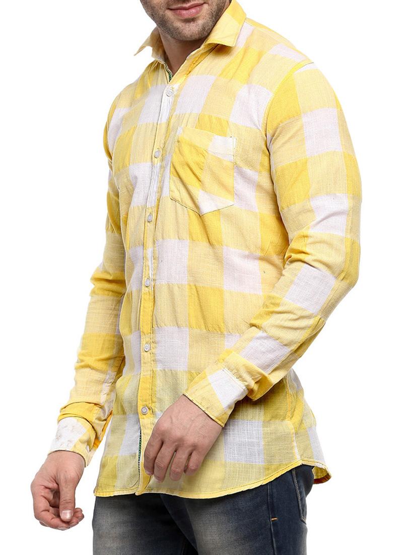 yellow checkered casual shirt - 14555339 - Zoom Image - 2