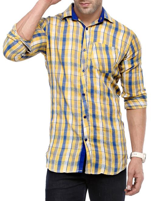 yellow cotton casual shirt - 14555343 - Very Small Image - 1