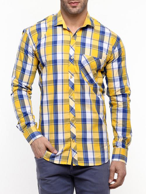 yellow cotton casual shirt - 14555345 - Very Small Image - 1