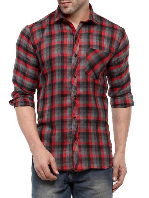 red cotton casual shirt - 14555360 - Very Small Image - 1