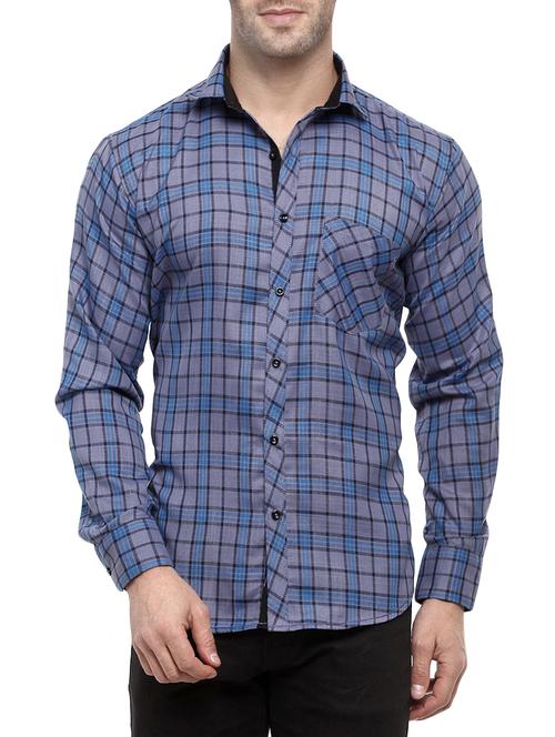 blue cotton casual shirt - 14555362 - Very Small Image - 1