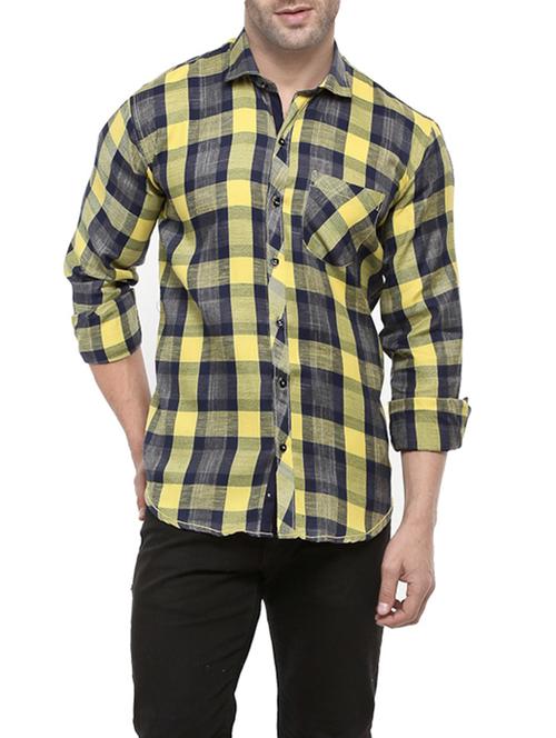 yellow cotton casual shirt - 14555365 - Very Small Image - 1