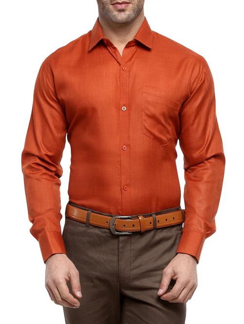 orange cotton blend formal shirt - 14555372 - Standard Image - 1
