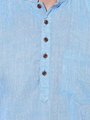 blue cotton short kurta - 14557679 - Standard Image - 4