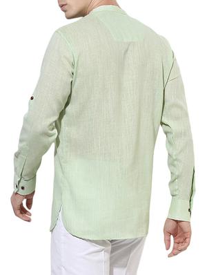 green solid short kurta - 14557681 - Standard Image - 3