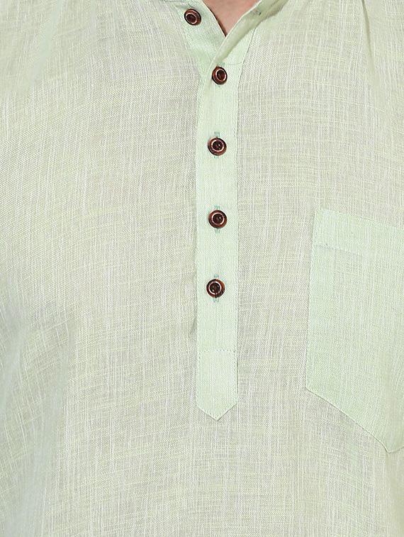 green solid short kurta - 14557681 - Zoom Image - 4