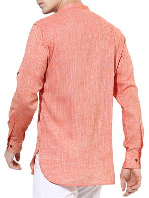coral melange short kurta - 14557684 - Standard Image - 3
