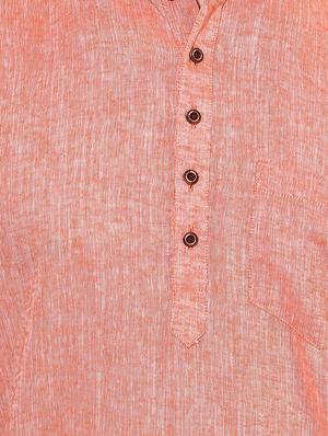 coral melange short kurta - 14557684 - Standard Image - 4