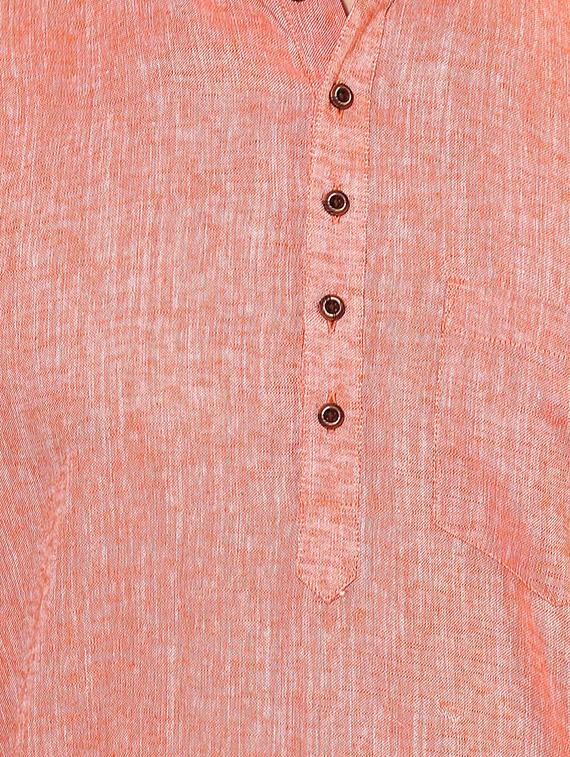 coral melange short kurta - 14557684 - Zoom Image - 4