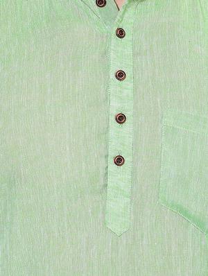 green cotton short kurta - 14557685 - Standard Image - 4