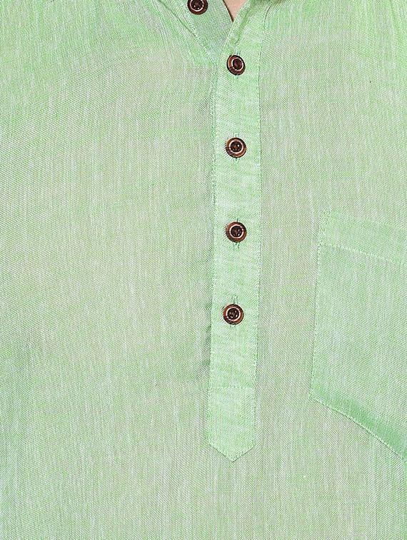 green cotton short kurta - 14557685 - Zoom Image - 4