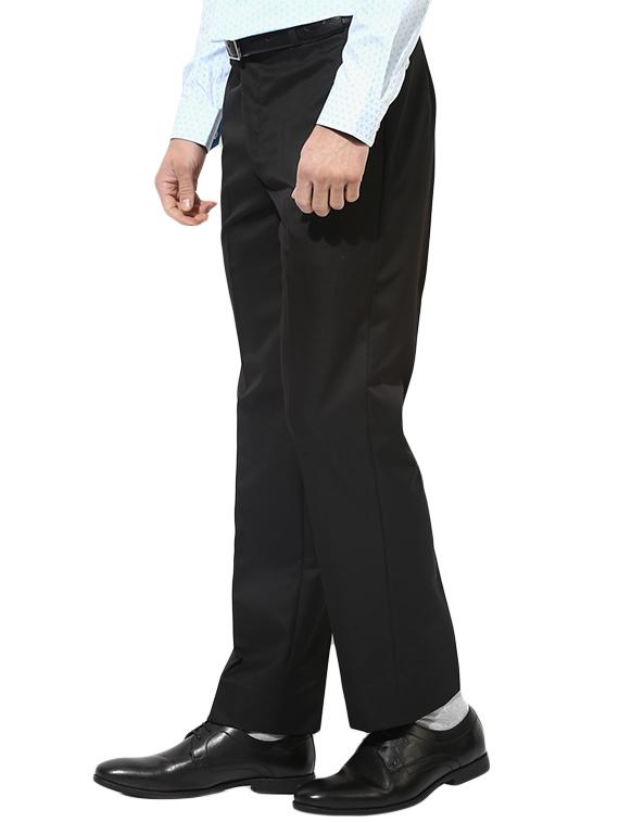 black cotton blend flat front formal trouser - 14559092 - Zoom Image - 2
