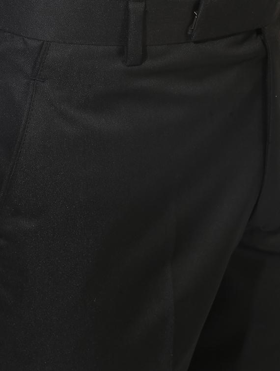 black cotton blend flat front formal trouser - 14559092 - Zoom Image - 4