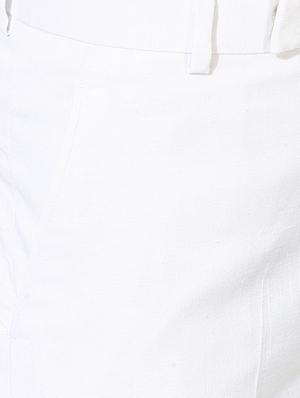 white cotton blend flat front formal trouser - 14559093 - Standard Image - 4