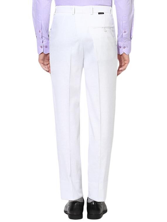 white cotton blend flat front formal trouser - 14559093 - Zoom Image - 3