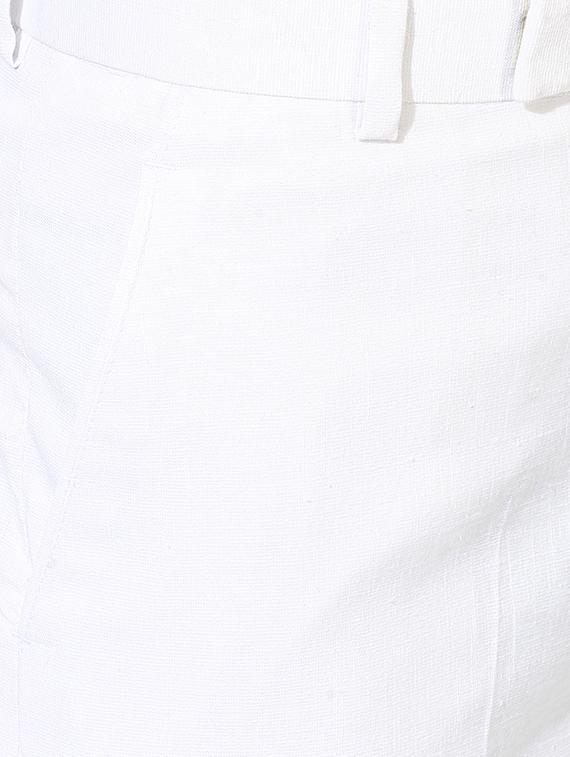 white cotton blend flat front formal trouser - 14559093 - Zoom Image - 4