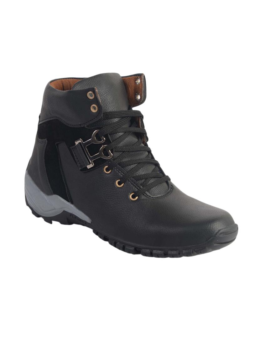 black leatherette high ankle boots - 14561741 - Zoom Image - 1