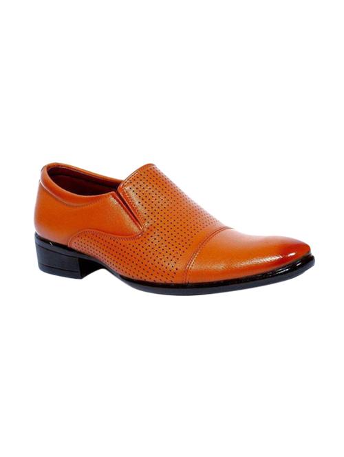 brown leatherette formal slip on - 14561836 - Standard Image - 1