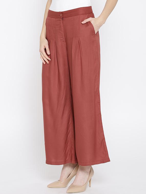 red rayon palazzos - 14563419 - Zoom Image - 2