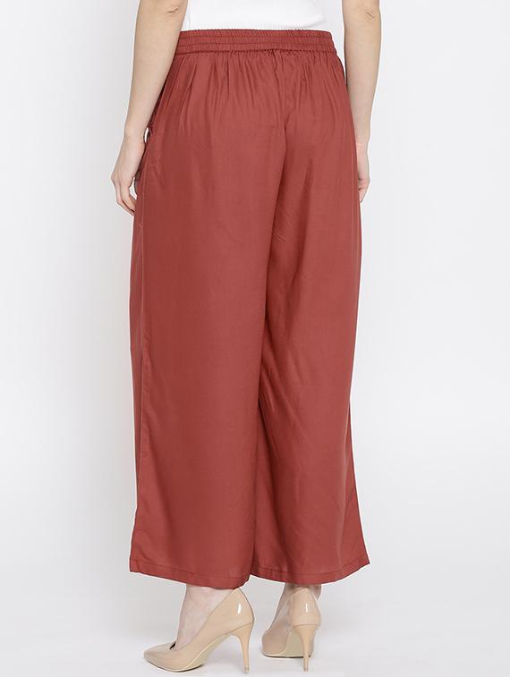 red rayon palazzos - 14563419 - Zoom Image - 3