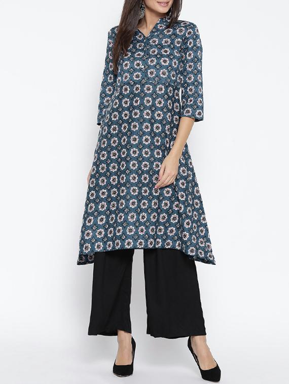 multi colored cotton kurta palazzo set - 14563445 - Zoom Image - 1