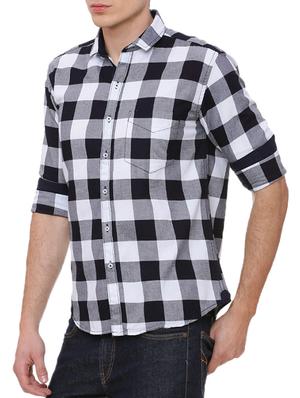black checkered casual shirt - 14564372 - Standard Image - 2
