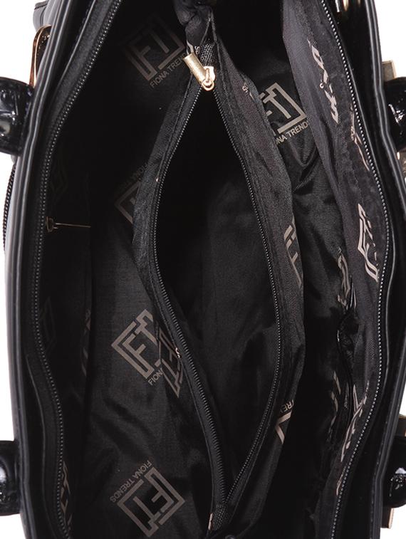 black leatherette regular handbag - 14566485 - Zoom Image - 3