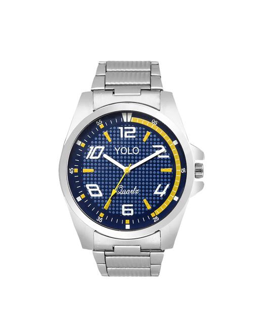 yolo quartz blue dial silver chain men's analog watch=ygc-069 - 14569276 - Standard Image - 1