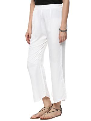 white rayon pleated trouser - 14572652 - Standard Image - 2