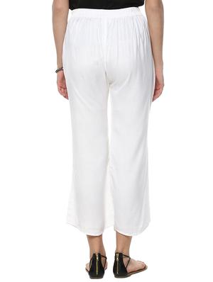 white rayon pleated trouser - 14572652 - Standard Image - 3
