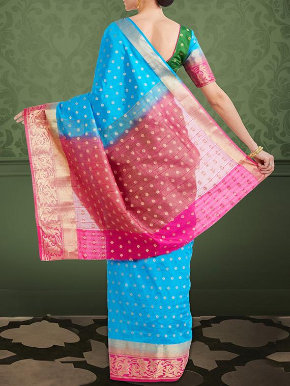 blue colour banarasi saree with blouse - 14574241 - Zoom Image - 2