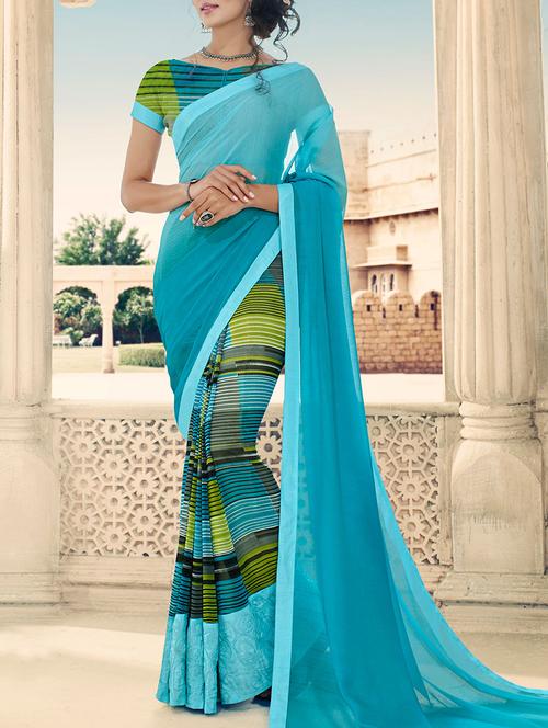 abstract print half and half saree with blouse - 14574390 - Very Small Image - 1
