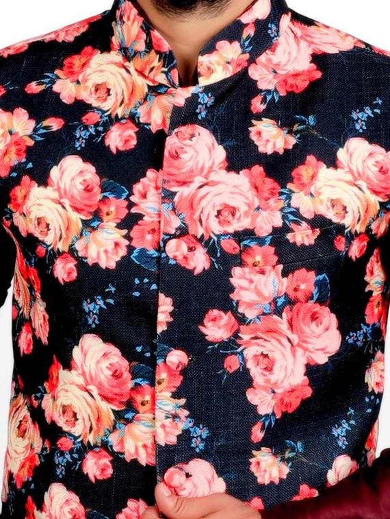 blue cotton nehru jacket - 14574574 - Zoom Image - 4