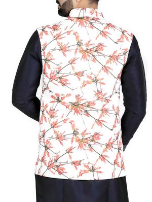 white cotton nehru jacket - 14574578 - Standard Image - 3