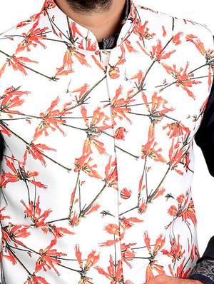 white cotton nehru jacket - 14574578 - Standard Image - 4
