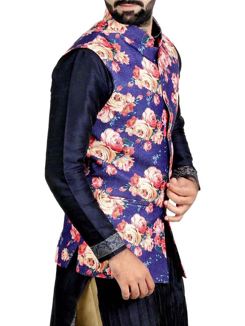 blue cotton nehru jacket - 14574582 - Zoom Image - 2