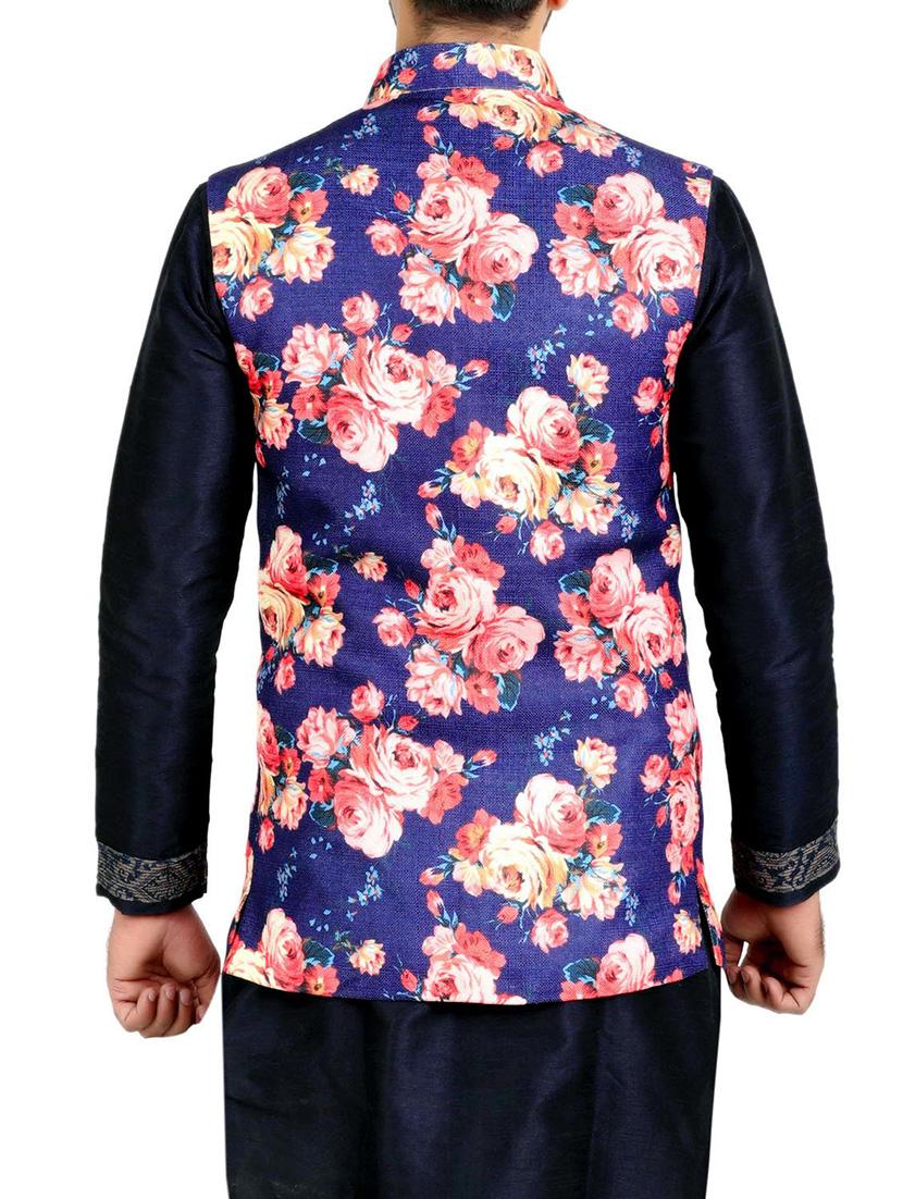 blue cotton nehru jacket - 14574582 - Zoom Image - 3