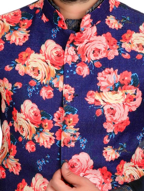 blue cotton nehru jacket - 14574582 - Zoom Image - 4