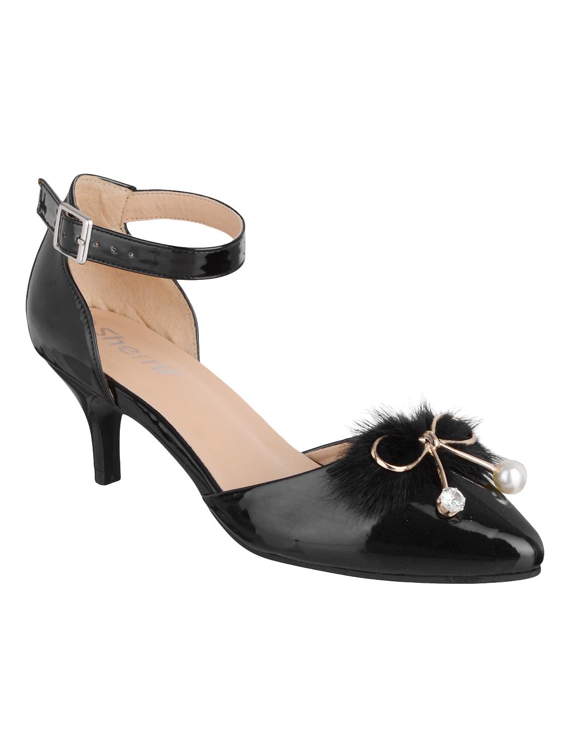 black faux leather ankle strap sandals - 14574603 - Zoom Image - 1