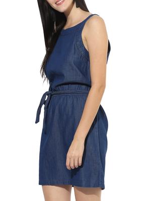 elasticated waist belted denim dress - 14576336 - Standard Image - 3