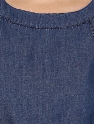 elasticated waist belted denim dress - 14576336 - Standard Image - 5