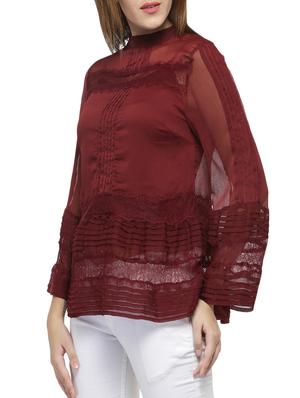 lace insert pintucked top - 14578461 - Standard Image - 2