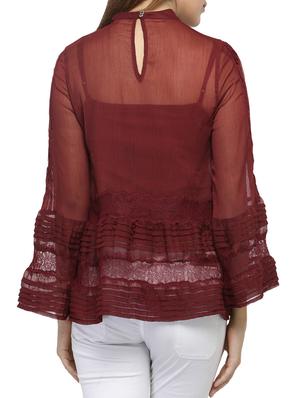 lace insert pintucked top - 14578461 - Standard Image - 3