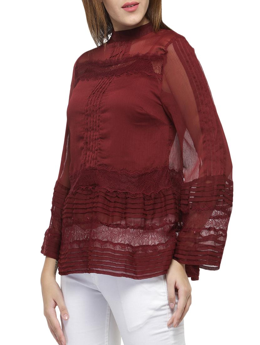 lace insert pintucked top - 14578461 - Zoom Image - 2